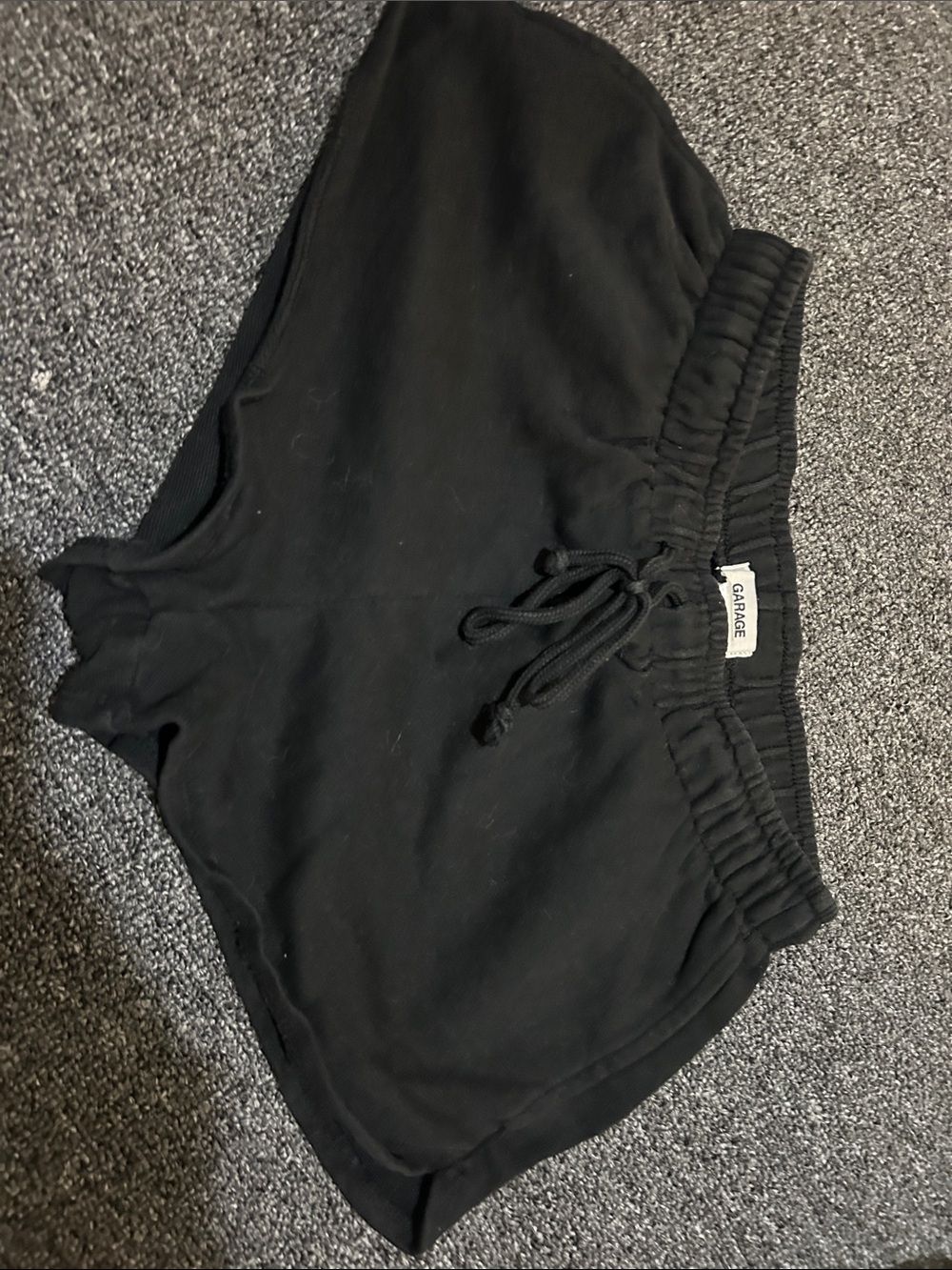 Garage Black Elastic Drawstring Athletic Shorts